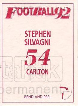 1992 Select AFL Stickers #54 Stephen Silvagni Back